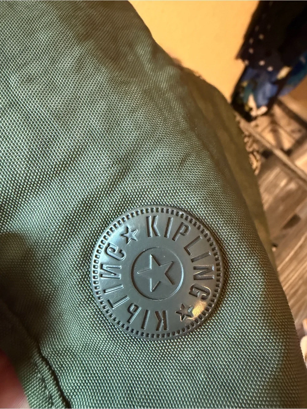 Kipling Olive Green Messenger Bag with Patterned Strap